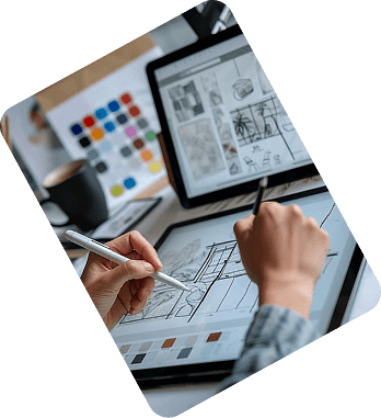Designer drawing with a stylus